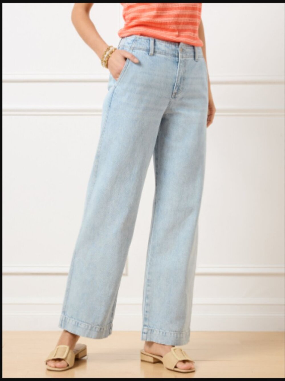 NWT Talbots Relaxed Trouser Jean Full Length High Waist Fia Wash Size 14 Boho